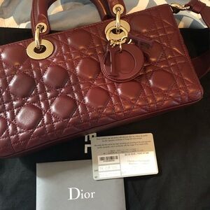 Dior Burgundy Quilted Leather Handbag